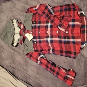 Hoodie Plaid Shirt With Collar by Tucker + Tate kids size 5
